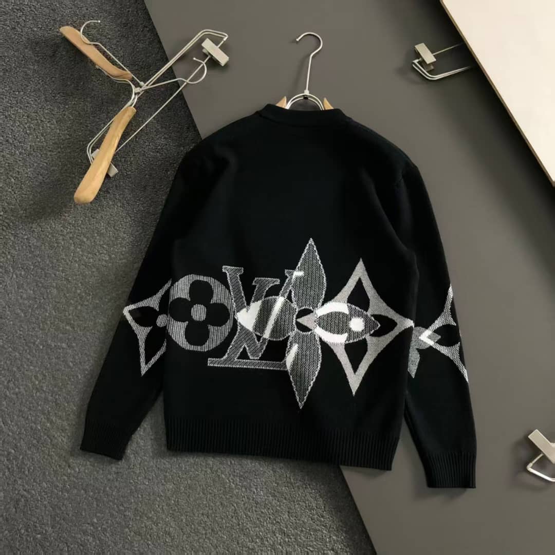 Louis Vuitton Black Oversized Monogram Graphic Knit Sweater