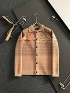 Loro Piana - Men's Patterned Knit Collared Cardigan Jacket - Camel