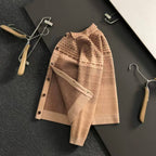 Loro Piana - Men's Patterned Knit Collared Cardigan Jacket - Camel