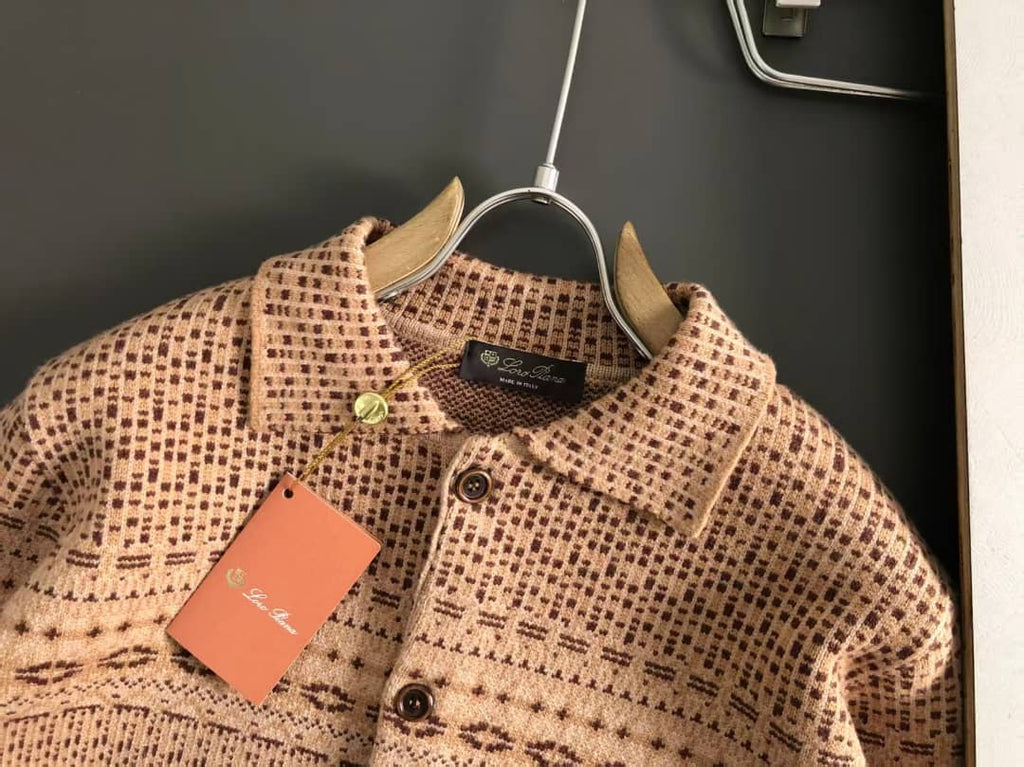 Loro Piana - Men's Patterned Knit Collared Cardigan Jacket - Camel