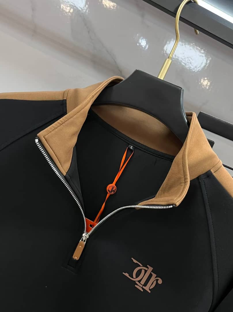 Dior Men's Black & Camel Panel Half-Zip