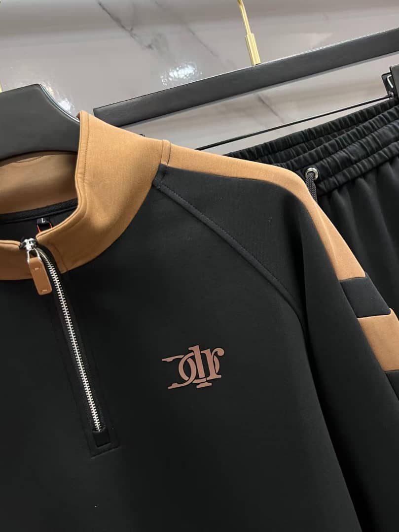 Dior Men's Black & Camel Panel Half-Zip