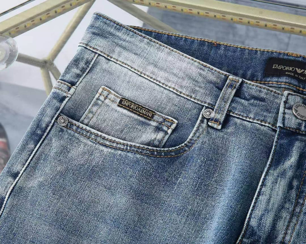 Emporio Armani - Straight-Leg Denim Light Wash Jeans