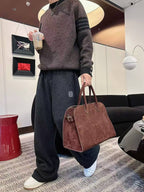 Men's Dark Brown 4-Bar Stripe Knit Sweater