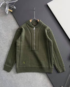 Loro Piana Men's Olive Green Knit Half-Zip Sweater