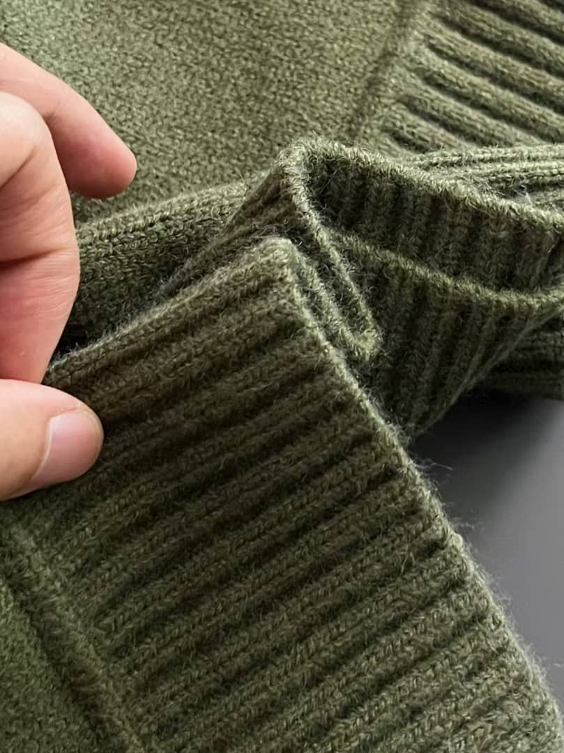 Loro Piana Men's Olive Green Knit Half-Zip Sweater
