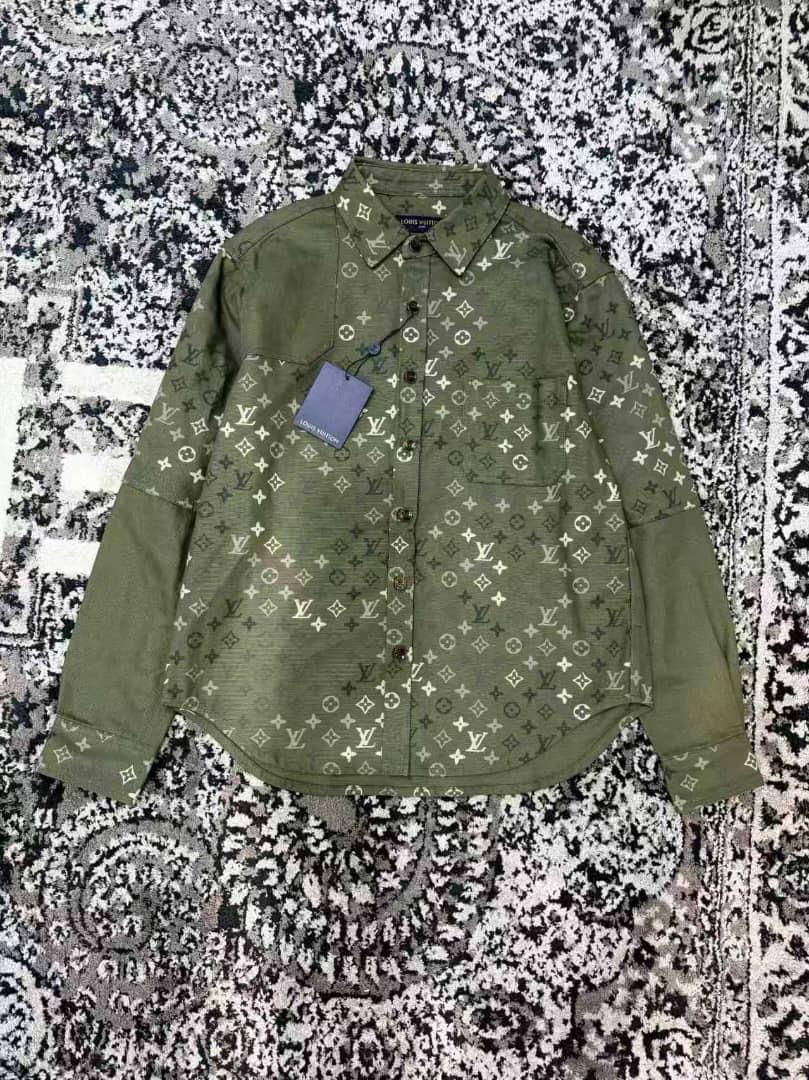 Louis Vuitton - Monogram Panelled Khaki Green Overshirt