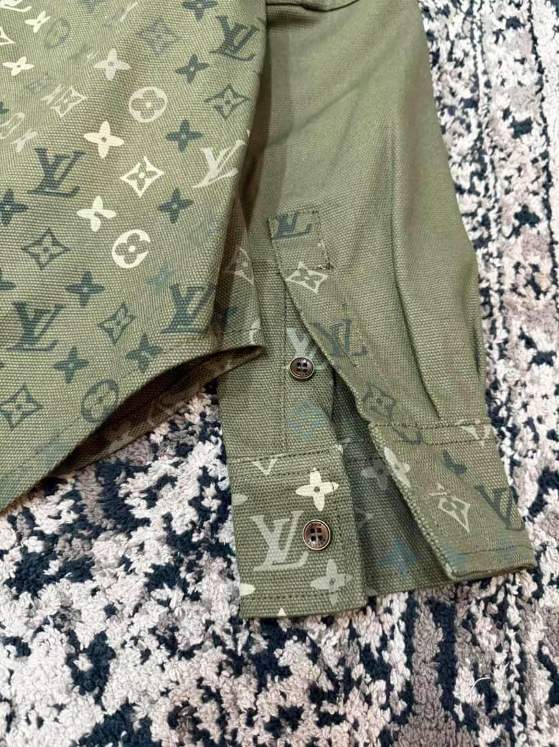 Louis Vuitton - Monogram Panelled Khaki Green Overshirt