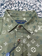 Louis Vuitton - Monogram Panelled Khaki Green Overshirt