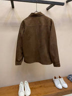 Louis Vuitton - Embossed Monogram Brown Suede Shirt Jacket