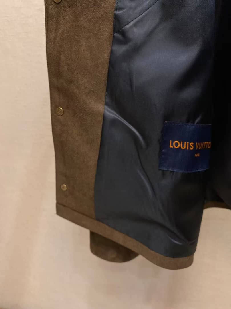 Louis Vuitton - Embossed Monogram Brown Suede Shirt Jacket