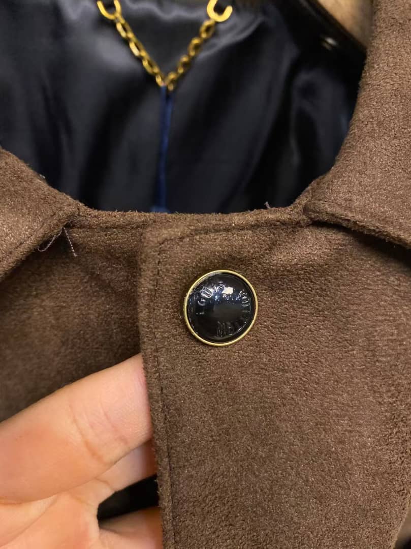 Louis Vuitton - Embossed Monogram Brown Suede Shirt Jacket