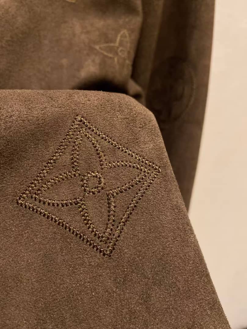 Louis Vuitton - Embossed Monogram Brown Suede Shirt Jacket