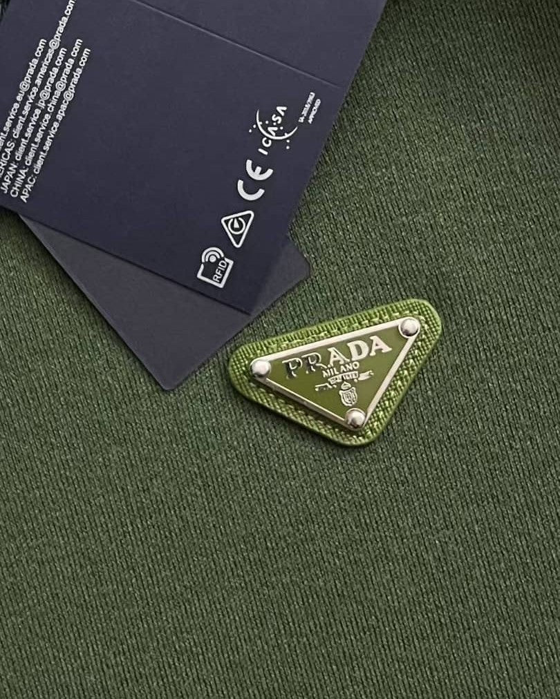 Prada - Green Fine-Knit Sweater with Contrast Elbow Patches