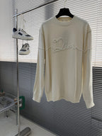 Dior - Embroidered Rope Script Logo Knit Off-White Sweater