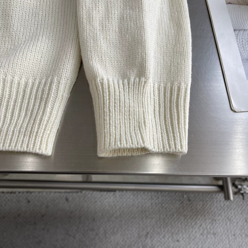 Dior - Embroidered Rope Script Logo Knit Off-White Sweater