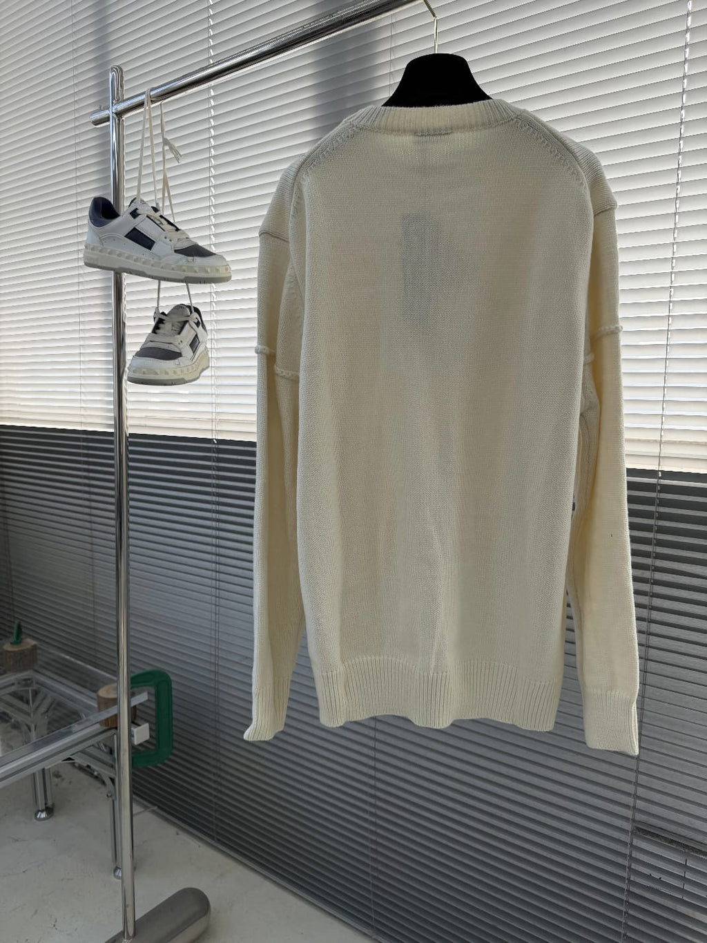 Dior - Embroidered Rope Script Logo Knit Off-White Sweater
