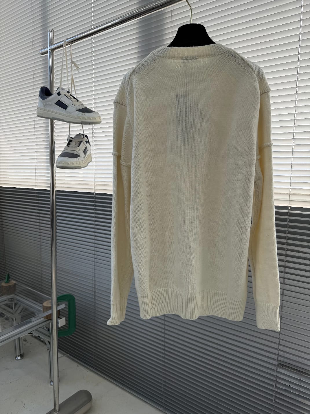 Dior - Embroidered Rope Script Logo Knit Off-White Sweater