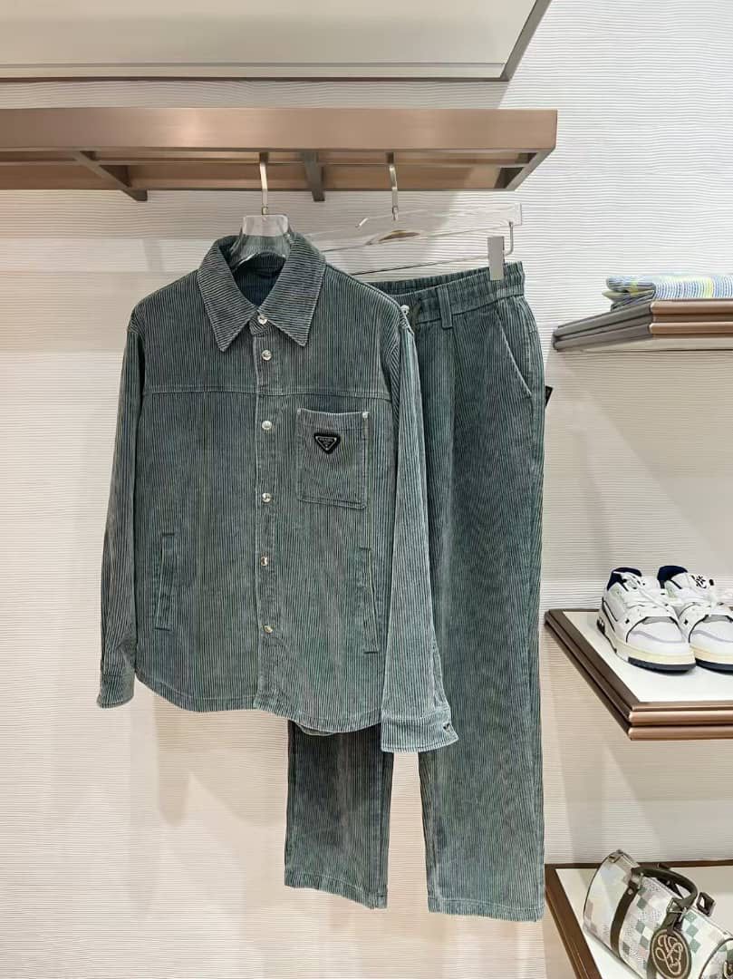 Prada - Petroleum Green Corduroy Overshirt