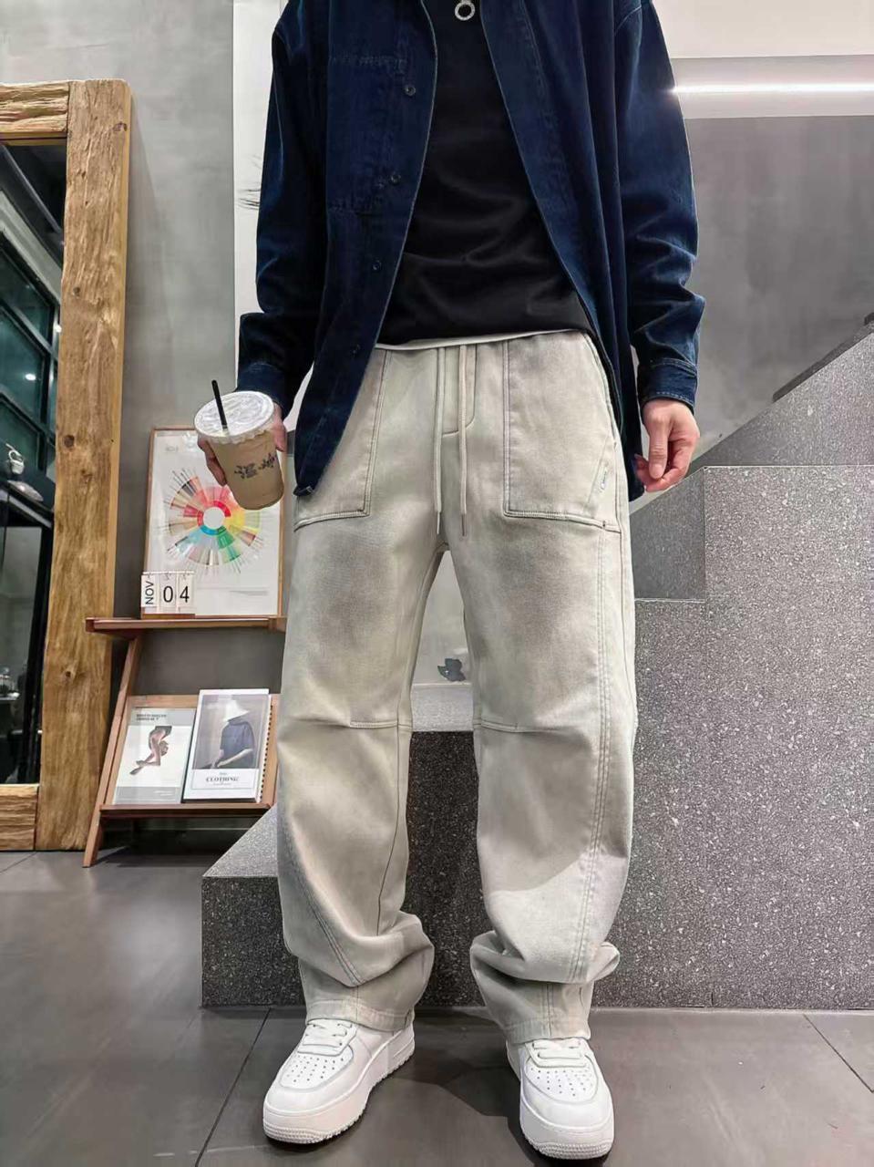 Prada - Washed Cotton Panel Construction Joggers in Light Grey