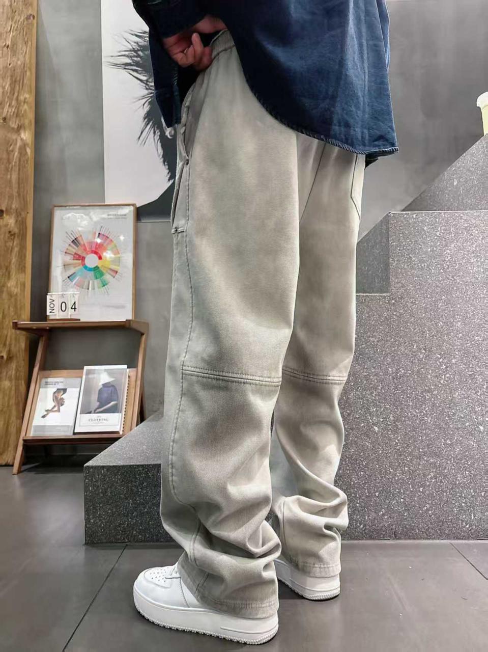 Prada - Washed Cotton Panel Construction Joggers in Light Grey