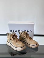 Givenchy - Mixed-Material Chunky High-Top Beige Sneakers