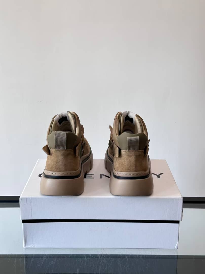 Givenchy - Mixed-Material Chunky High-Top Beige Sneakers