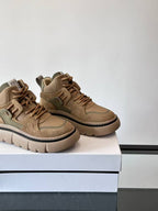 Givenchy - Mixed-Material Chunky High-Top Beige Sneakers