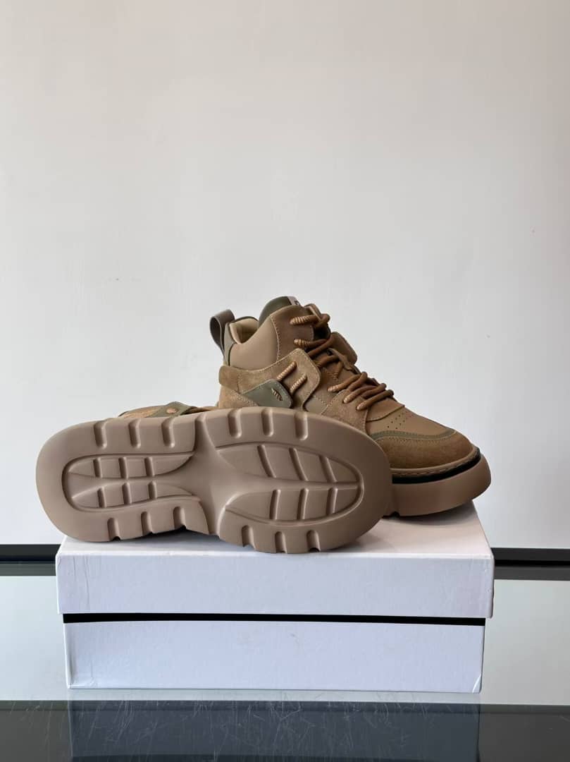 Givenchy - Mixed-Material Chunky High-Top Beige Sneakers