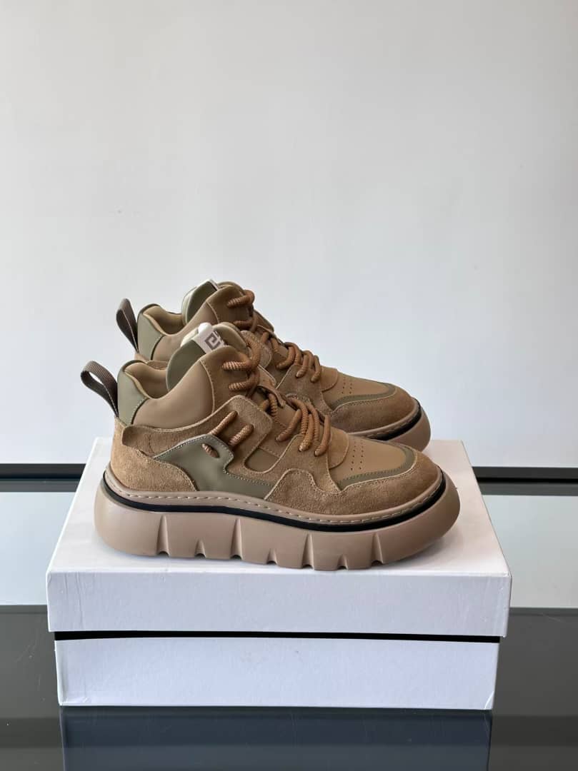 Givenchy - Mixed-Material Chunky High-Top Beige Sneakers
