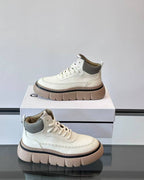 Givenchy - White Leather Chunky High-Top Sneakers with Contrast Sole