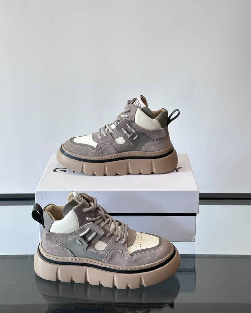 Givenchy - Color-Block Suede & Leather High-Top Sneakers - Grey/White