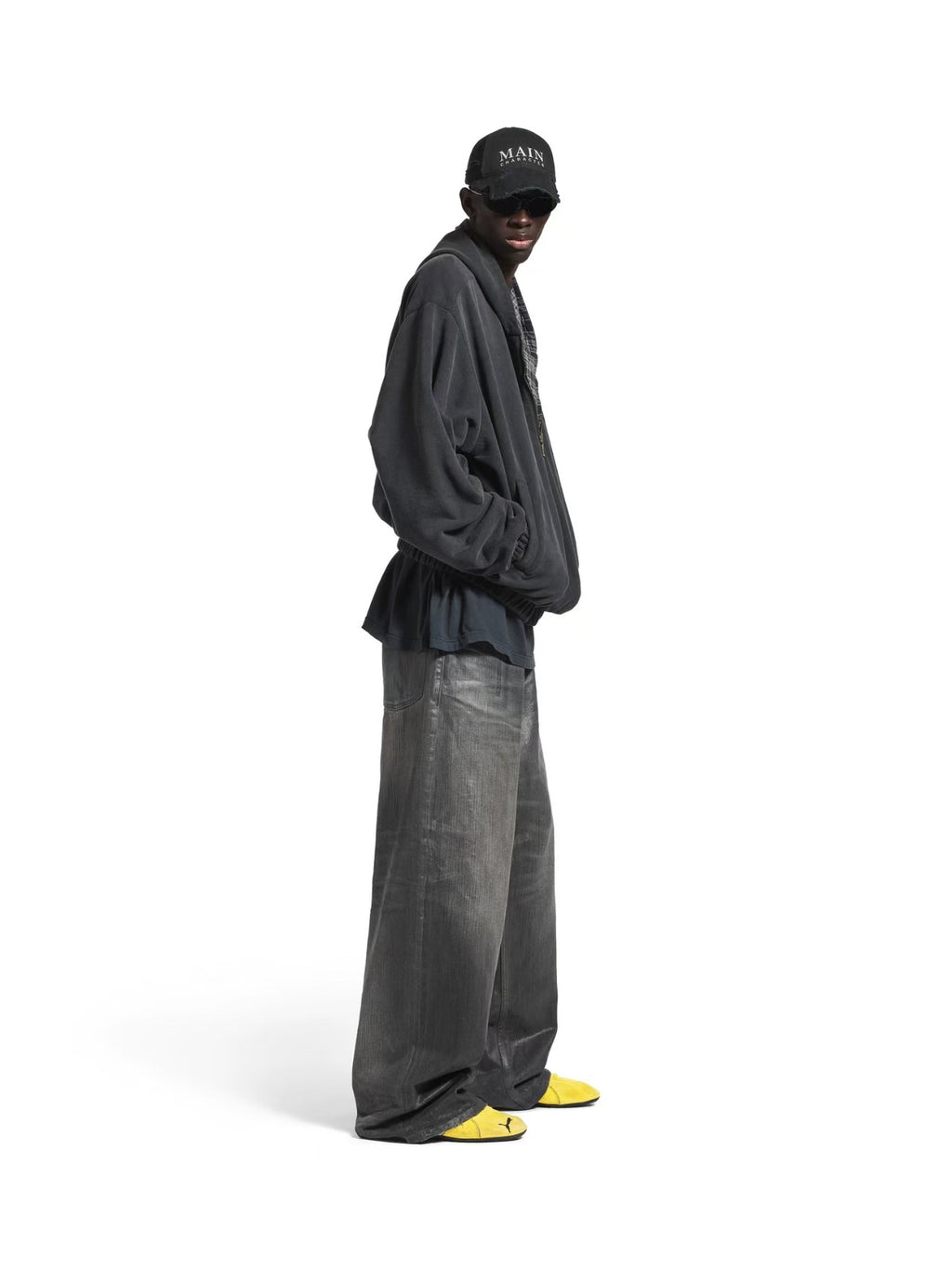 Louis Vuitton - Coated Charcoal Wide-Leg Denim Jeans