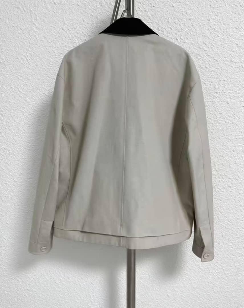 Dior Contrast Collar Cotton Overshirt with Embroidered Logo - Light Grey