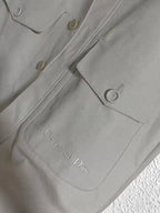 Dior Contrast Collar Cotton Overshirt with Embroidered Logo - Light Grey