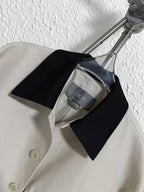 Dior Contrast Collar Cotton Overshirt with Embroidered Logo - Light Grey