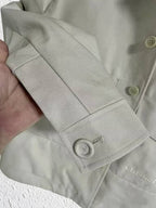 Dior Contrast Collar Cotton Overshirt with Embroidered Logo - Light Grey