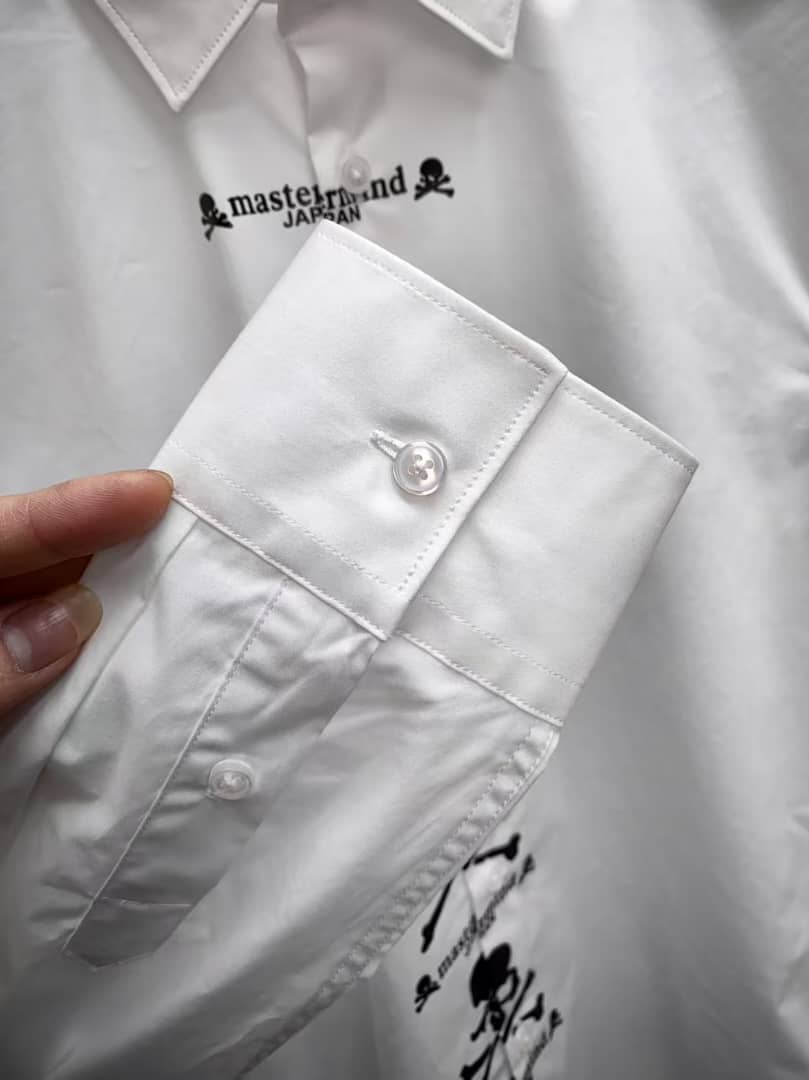 Mastermind Japan White Skull & Crossbones Placket Button-Up Shirt