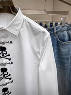 Mastermind Japan White Skull & Crossbones Placket Button-Up Shirt