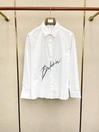 Balmain Paris - White Cotton Shirt with Black Signature Script Logo