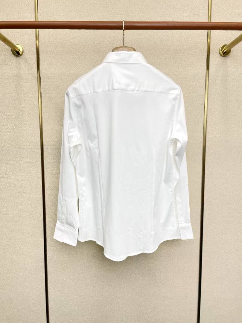 Balmain Paris - White Cotton Shirt with Black Signature Script Logo