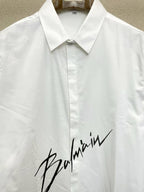 Balmain Paris - White Cotton Shirt with Black Signature Script Logo