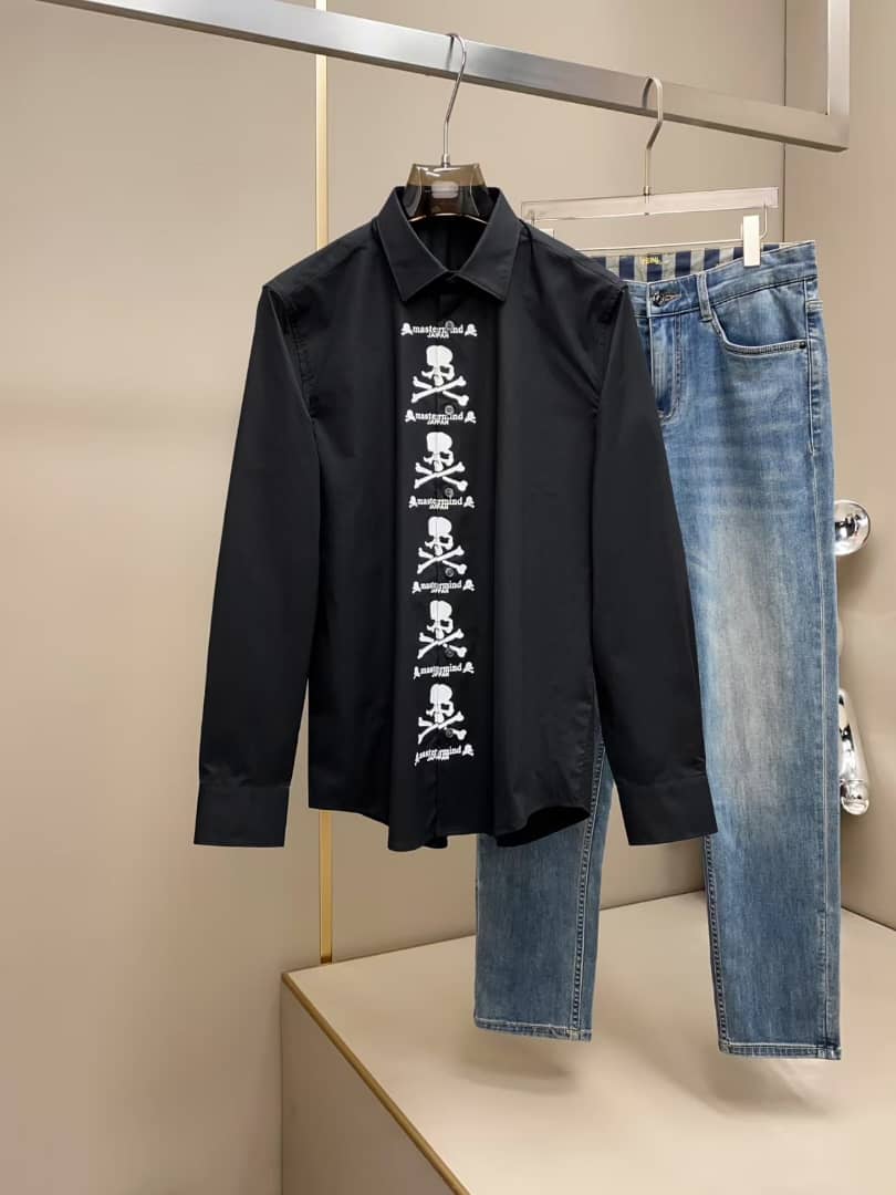 Mastermind  Skull Logo Placket Black Shirt