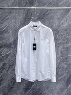 BOSS - Men's White Cotton Button-Down Shirt with Logo Patch