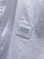 BOSS - Men's White Cotton Button-Down Shirt with Logo Patch
