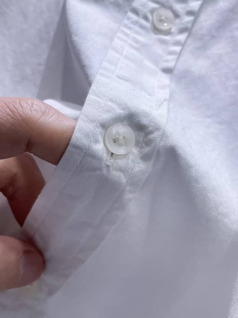 BOSS - Men's White Cotton Button-Down Shirt with Logo Patch