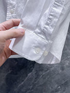BOSS - Men's White Cotton Button-Down Shirt with Logo Patch