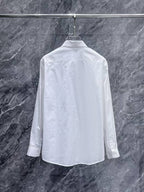 BOSS - Men's White Cotton Button-Down Shirt with Logo Patch