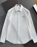 Moncler - Men's White Cotton Button-Down Shirt with Embroidered Logo