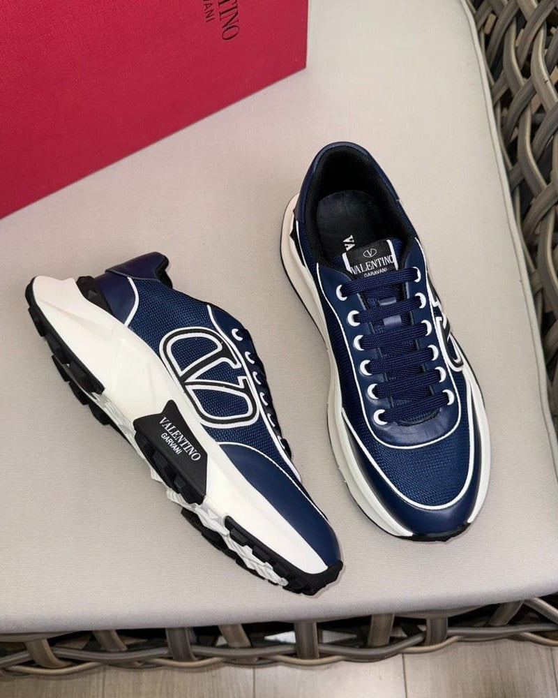 Valentino Garavani - Men's VLogo Blue & White Mesh Sneakers